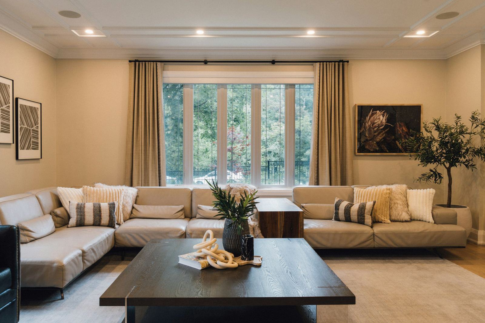 Bright living room with large windows